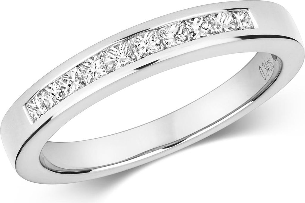 Funkelndes Feuer Wunderschöner 18 Karat (750) Weißgold Damen - Diamant Ring Prinzessschliff 0.33 Karat GH - SI2, 53 (16.9); TRS3214918KWRSM