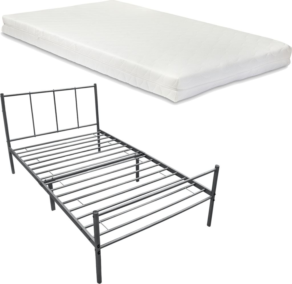 Metallbett 90 x 200cm mit Matratze Jugendbett mit Produktbild 