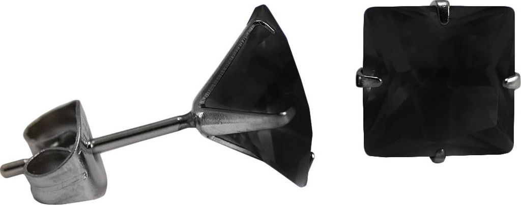 316L Chirurgenstahl Ohrstecker mit Quadrat in verschiedenen Farben Größe - 3 mm Farbe - Schwarz