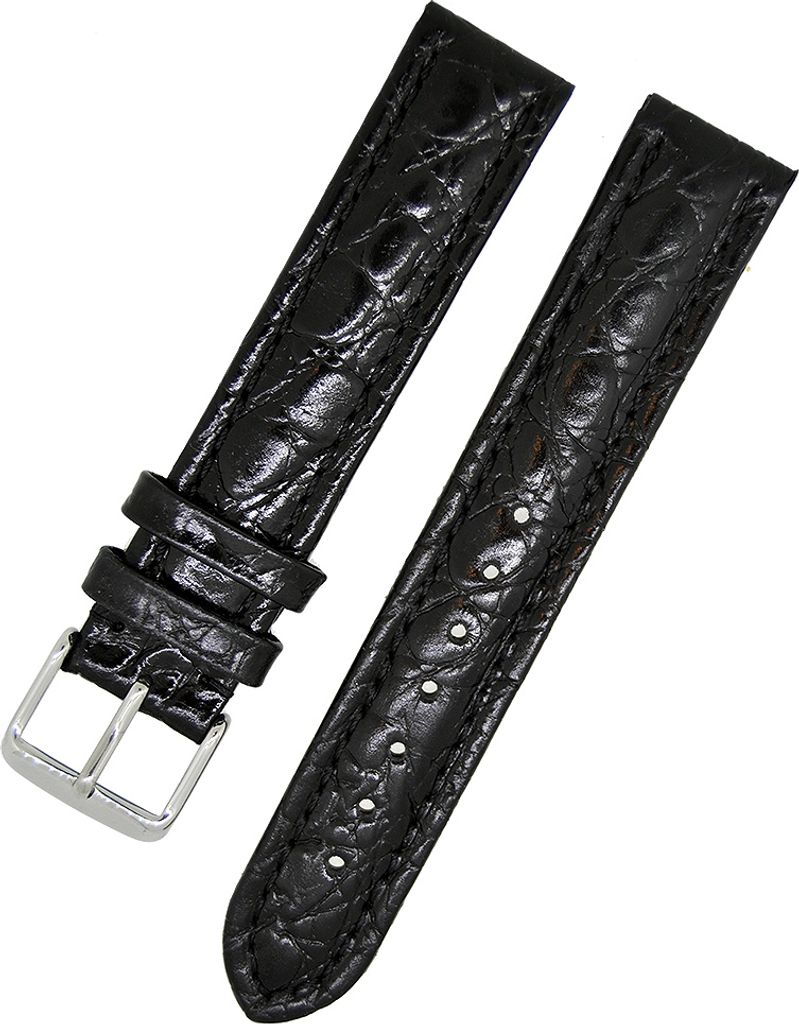 Uhrenarmband Kalbleder schwarz 18mm Kroko Struckturleder