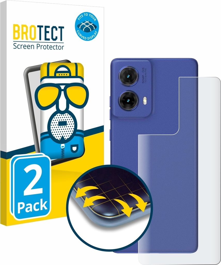 2x BROTECT Fullscreen Schutzfolie für Motorola Moto G85 (Rückseite) Displayschutz Folie Fullcover Matt Entspiegelungsfolie