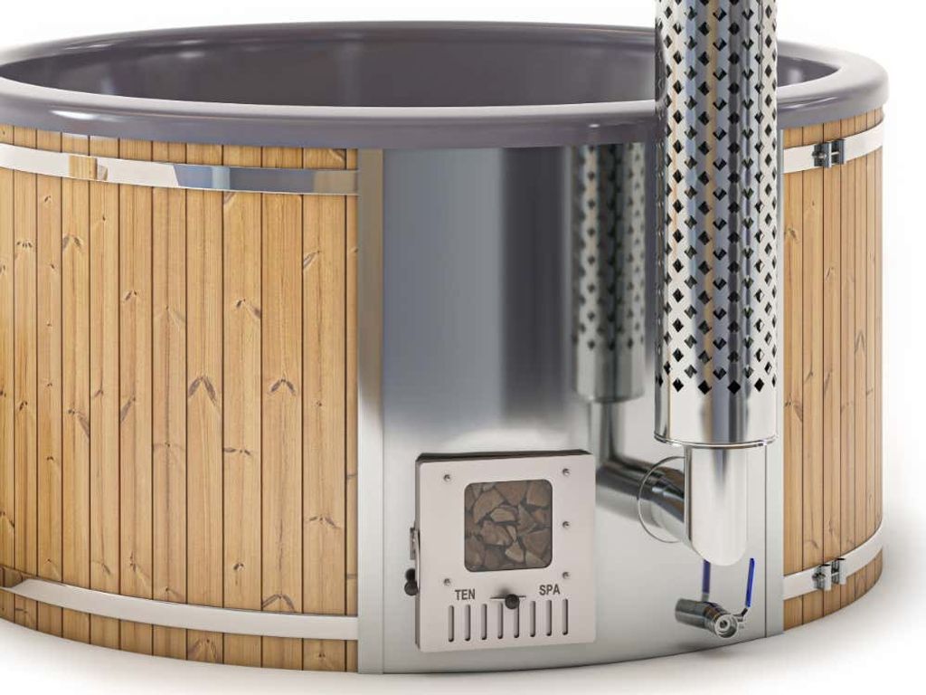 Finntherm Holz Badefass Stockholm aus Thermoholz, Hot Tub Ø Produktbild 3