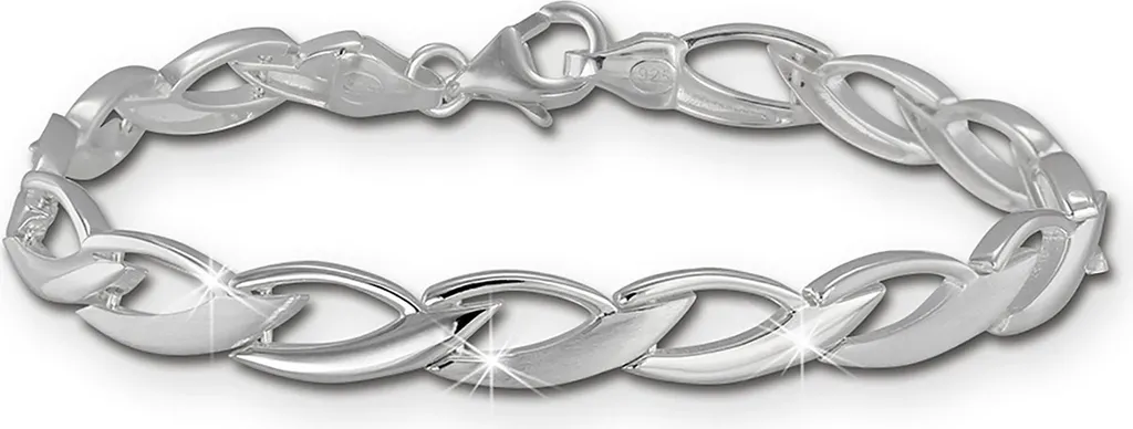 Bracelet Tressé Femme en Argent Massif Mat 19cm SilberDream SDA438J