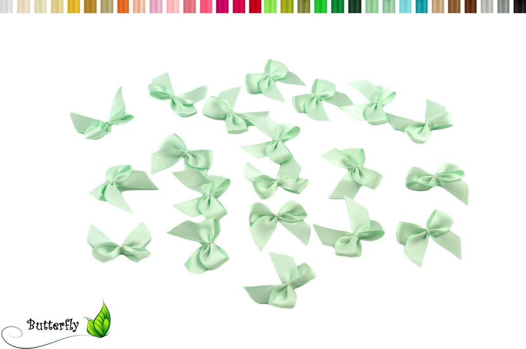 Satinschleifen 25mm, 20 Stück, Farbe:mint - aqua 513