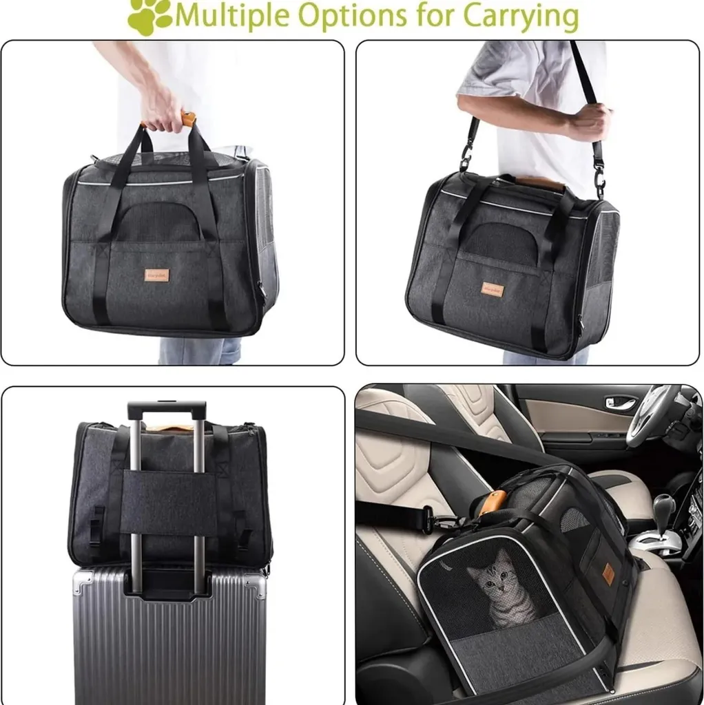 Borsa a Tracolla Nera per Cani e Gatti - Design Elegante e Funzionale - 3
