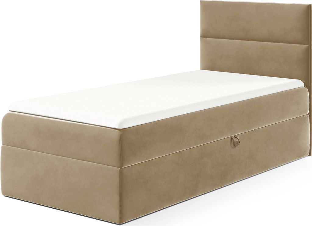 MEBLINI Kinderbett mit Bettkasten - Gepolstert Einzelbett mit Matratze - Polsterbett mit Stauraum - Bett mit Kopfteil - Stauraumbett - MINO 1 - 90x...