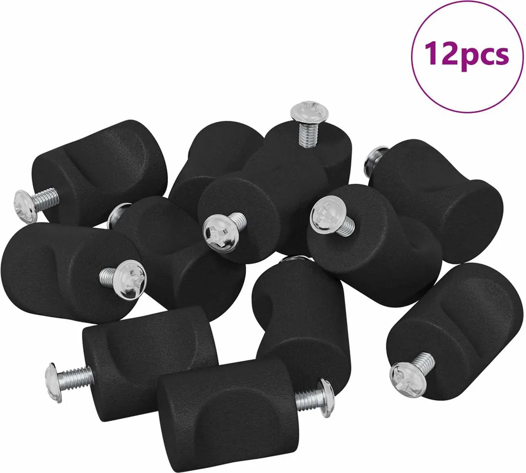 Set 12 Pomelli Neri 18x23mm Ferro per Mobili e Armadi SYFAX™
