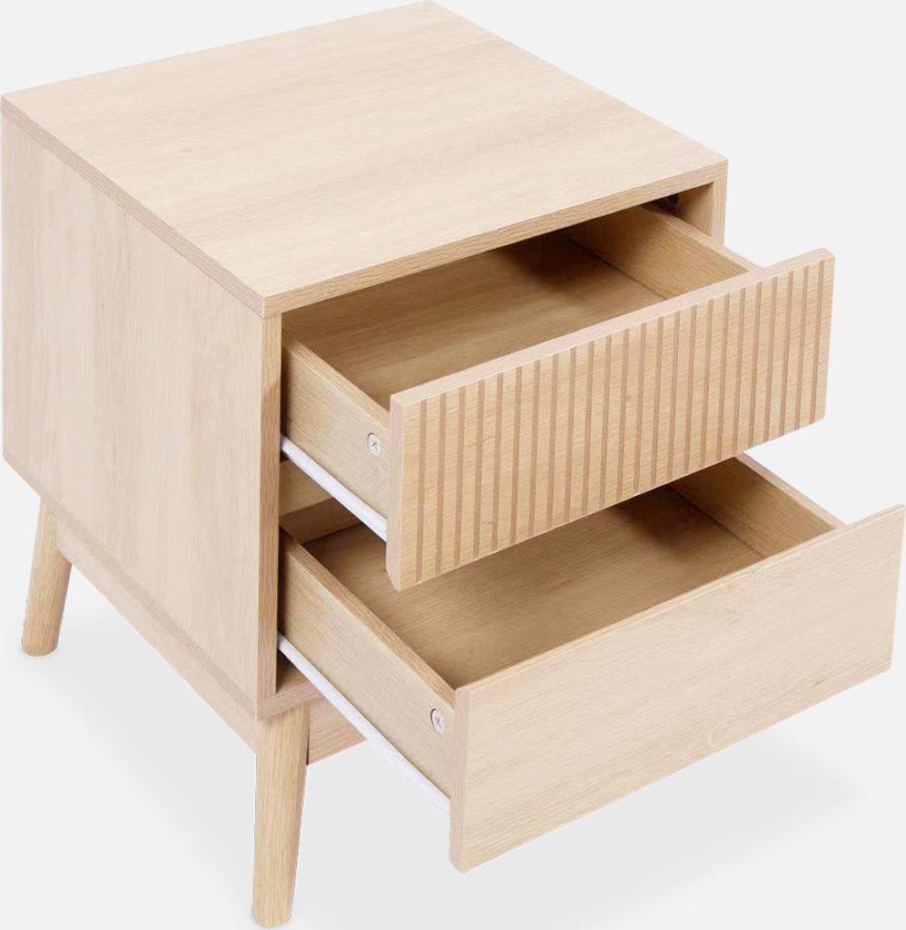 sweeek - Nachttisch mit zwei Schubladen - Helles Holz Produktbild 5