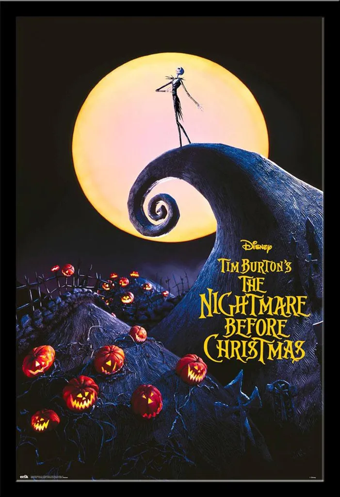Poster Nightmare Before Christmas pleine lune cadre noir Shinsuke Maxi