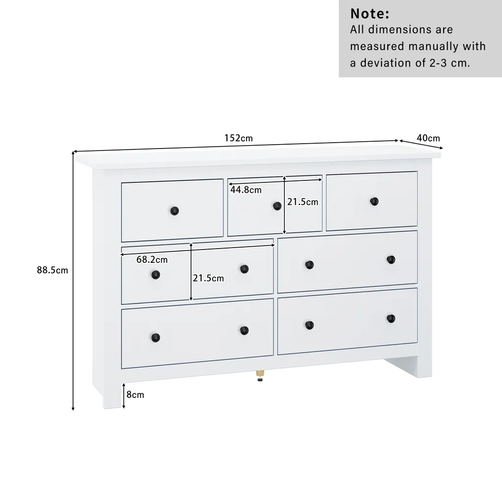 Commode de Rangement en Bois Blanc 140cm Style Buffet de Campagne - 6