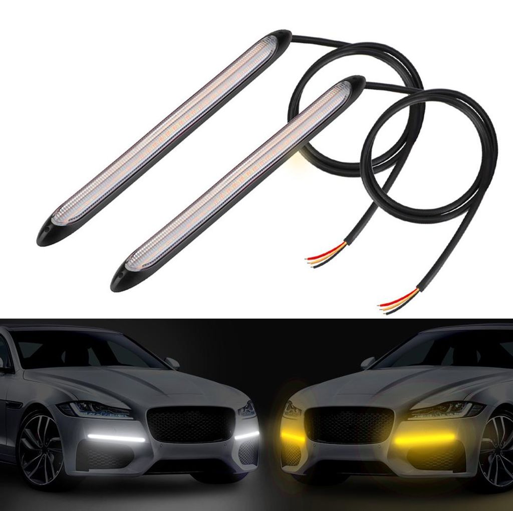 Auto-Tagfahrlicht, Auto-Streamer-Effekt, Tageslicht, 2 Stück/Set, sequenzieller Streifen für Autoscheinwerfer 23.5cm