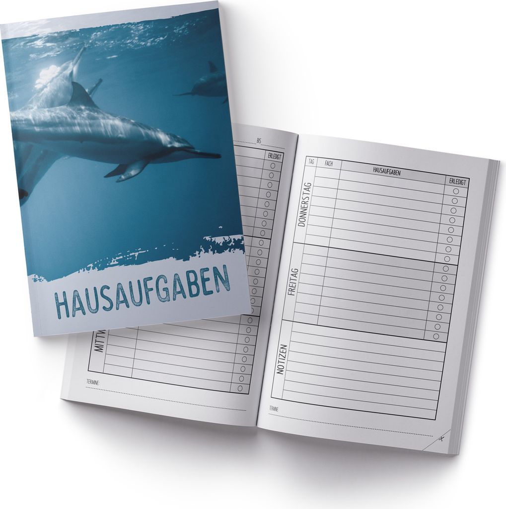 itenga Hausaufgabenheft Delfin (Motiv 26) DIN A5, 96 Seiten Produktbild 