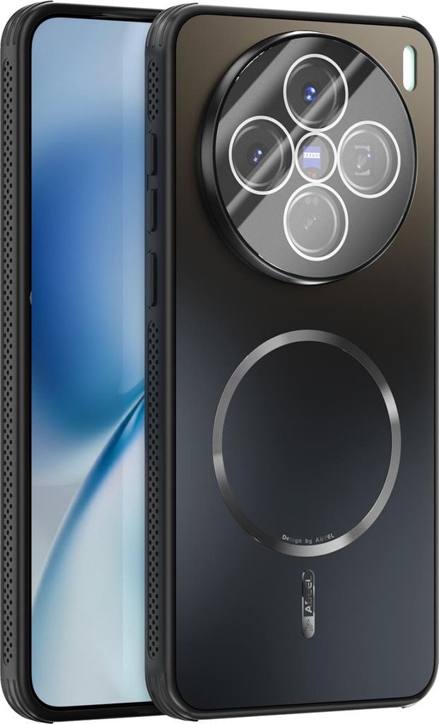 Matte PC TPU Hülle für Vivo X200s Magnetische Handyhülle mit Linsenabdeckung und Wärmeableitung Stoßstange Schwarz