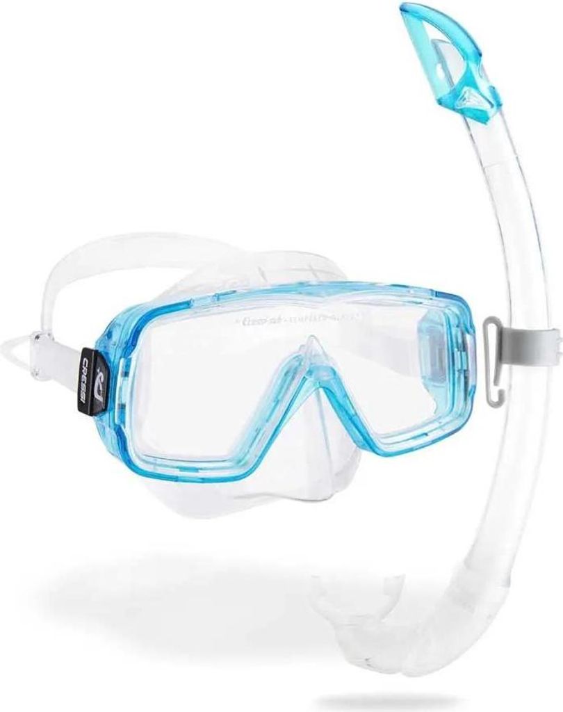 CRESSI Schnorchel Set Taucherausrüstung Sirena Island 2 0 ClearAquamarine Meeresspaß