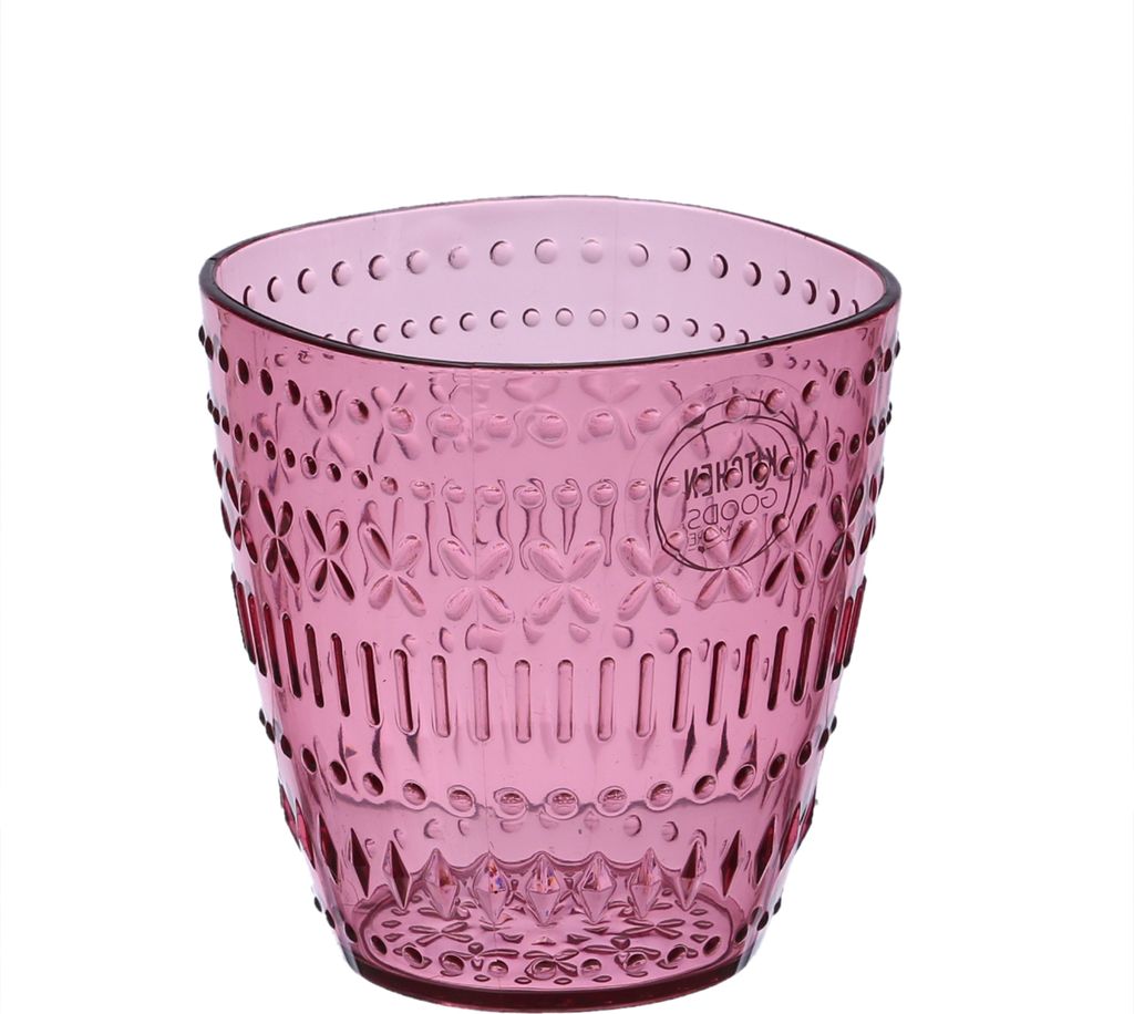 Trinkglas - Becher - Kunststoff - 345ml - mit Muster - pink