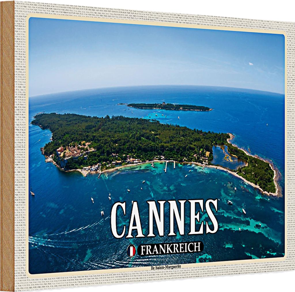 Holzschild Reise 30x20cm Cannes Frankreich Ile Sainte-Marguerite