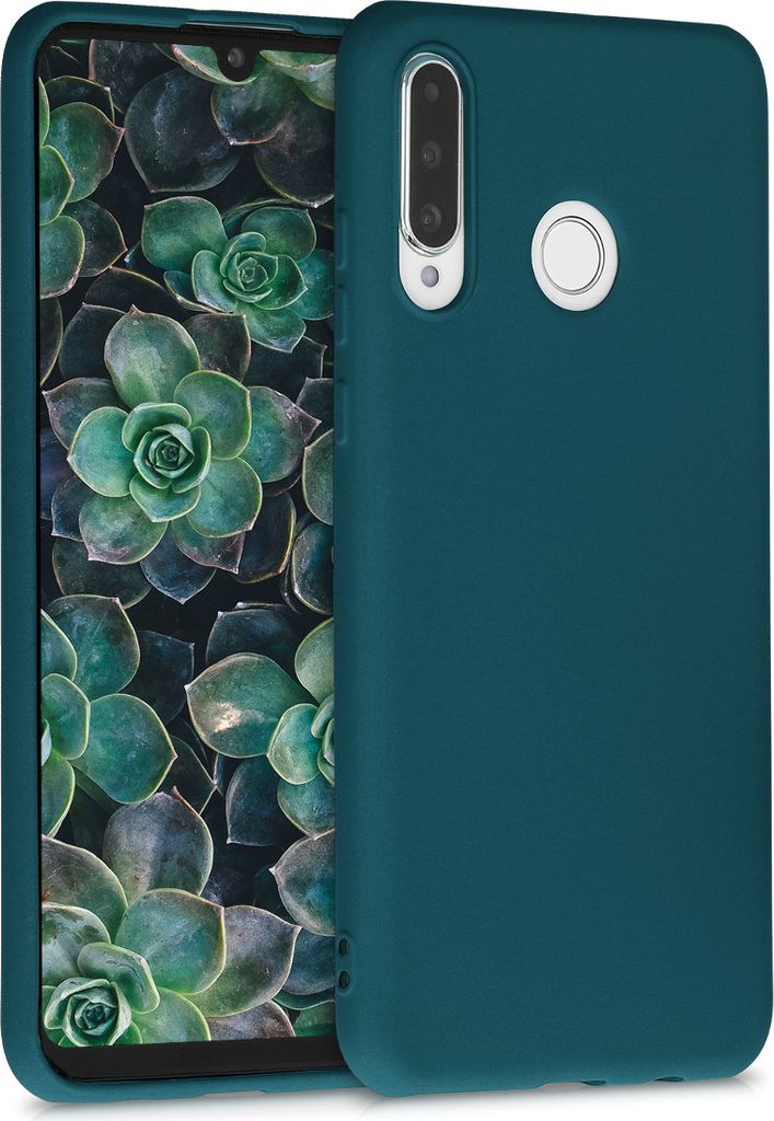 kwmobile Case kompatibel mit Huawei P30 Lite Hülle - Schutzhülle aus Silikon metallisch schimmernd - Handyhülle Metallic Petrol
