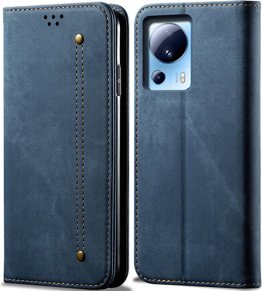 Xiaomi 13 Lite Hülle, Leder Brieftasche Flip Bookstyle Schutzhülle mit Standfunktion für Xiaomi 13 Lite Blau