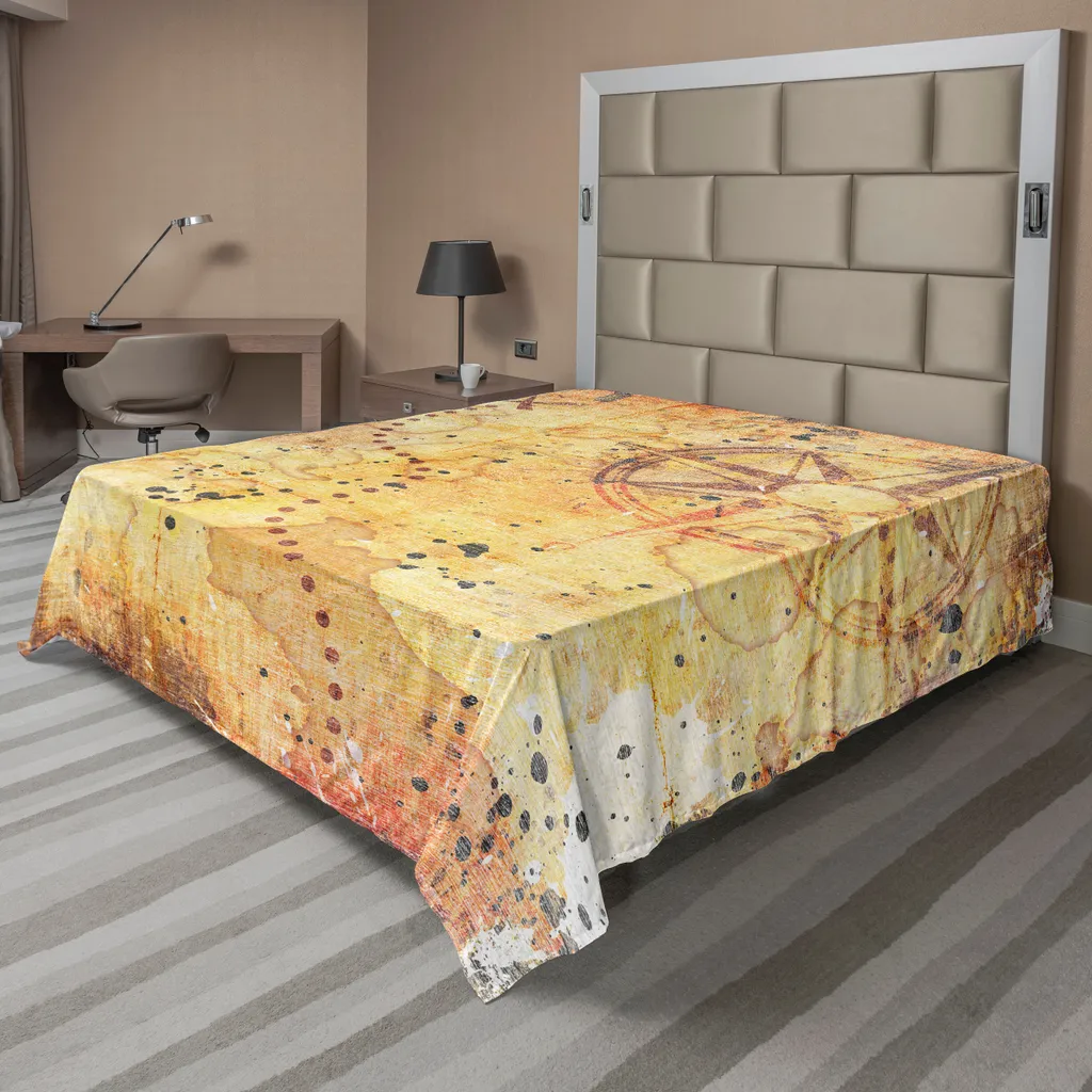 Drap de Lit Douceur Impression Carte Ancienne 266x260 cm Style Vintage