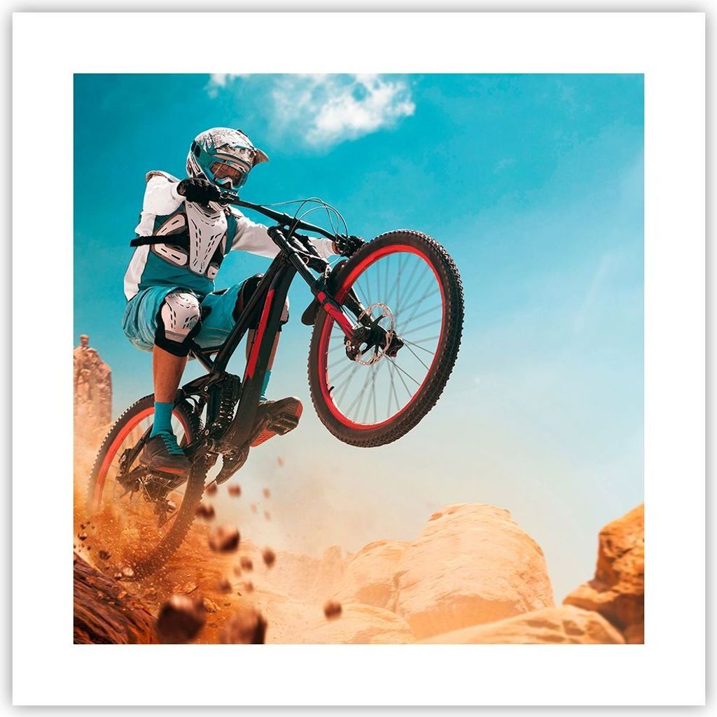 Poster - Poster ohne Rahmen - Fahrrad Sport Helm - 40x40 cm - Wand Bild - Wanddeko - Wandbilder - Kunstposter - Wandposter - Bilder - Kunstdruck - ...