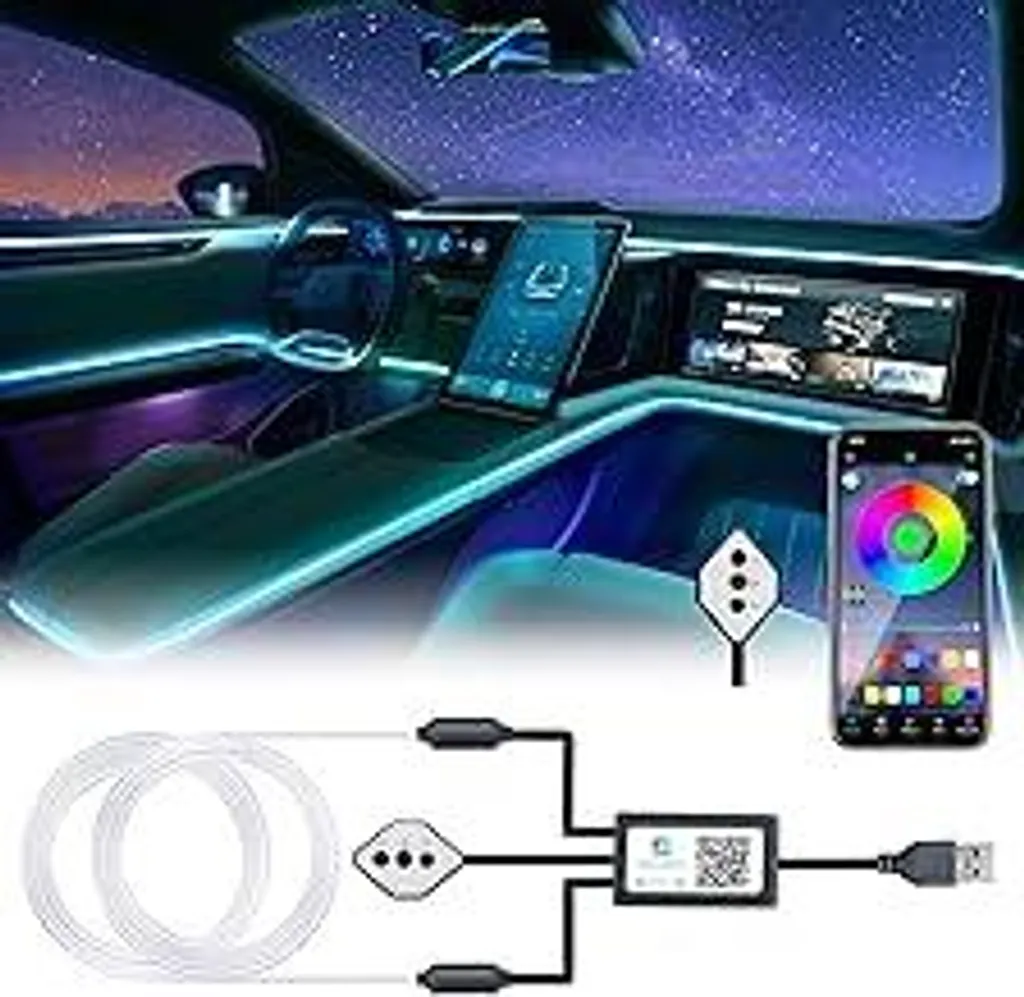 Illuminazione LED Auto 5V RGB 5050 - Striscia 4m USB con App e Musica