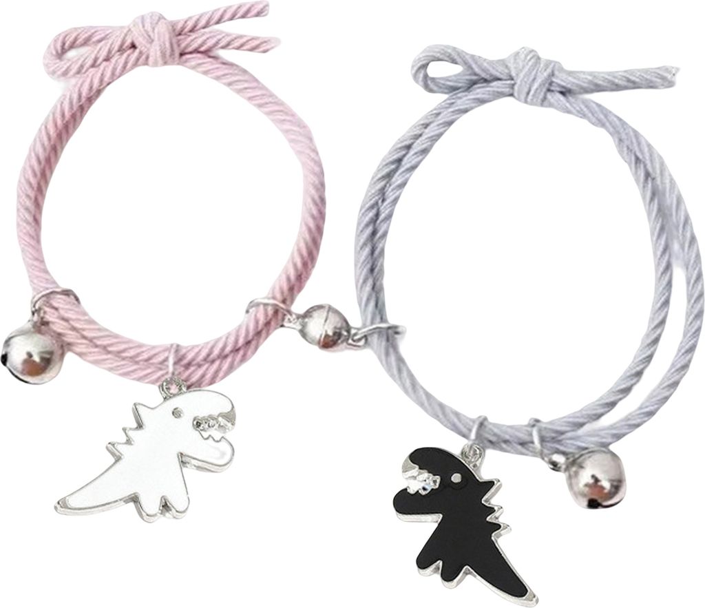 2 Stück geflochtene Armbänder, handgefertigt, verstellbar, feine Verarbeitung, elastisch, Dinosaurier-Dekor, Dekorieren, Minimalismus, Paar, magn...