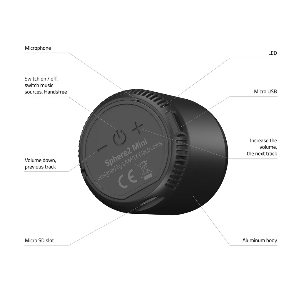 Mini Enceinte Nomade Bluetooth LAMAX Sphere2 Mini Puissante et Légère - 3