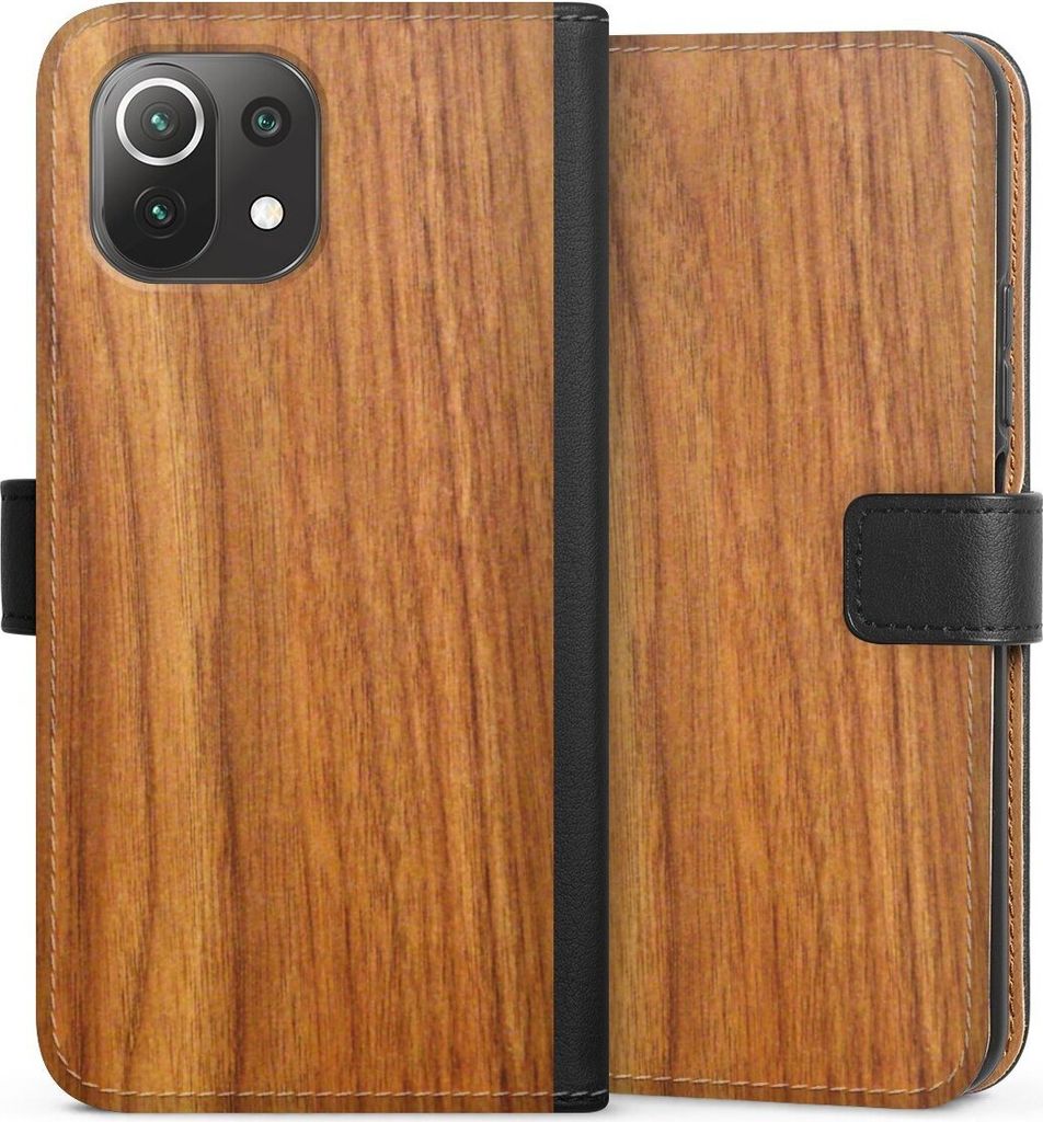 DeinDesign Klapphülle für Xiaomi Mi 11 Lite Handytasche Lederhülle Tasche Holz Holzoptik Lärche
