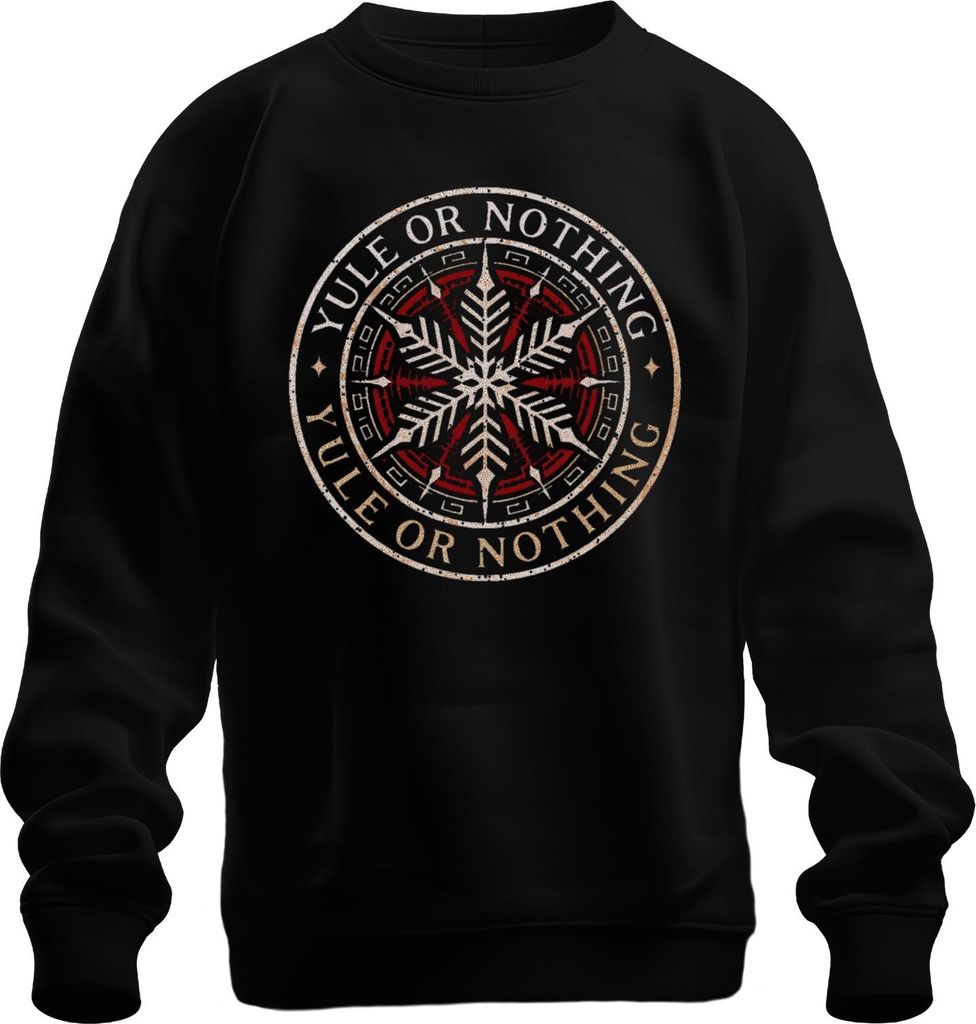 Yule or Nothing Wikinger Schneeflocke Weihnachten Geschenk Retro Uni Sweatshirt Pullover, Schwarz, XL