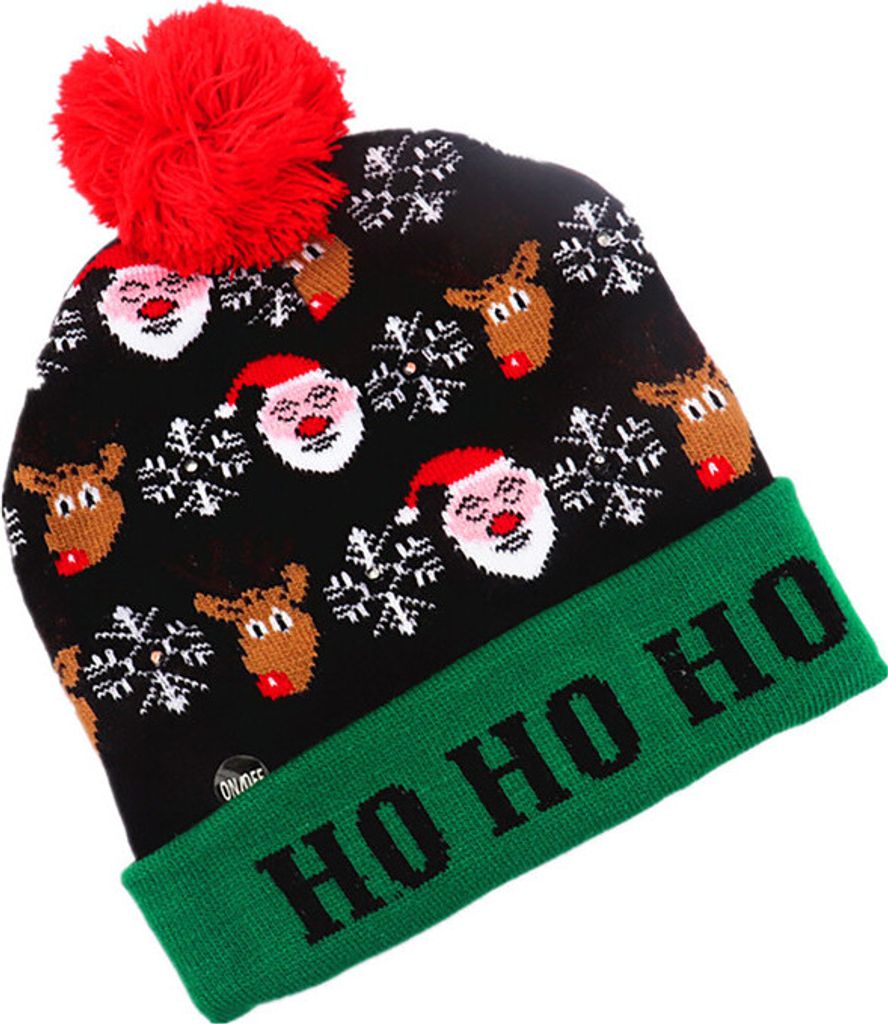 Weihnachtsmütze mit LED-Beleuchtung Blinkmodi Strickmütze Produktbild 