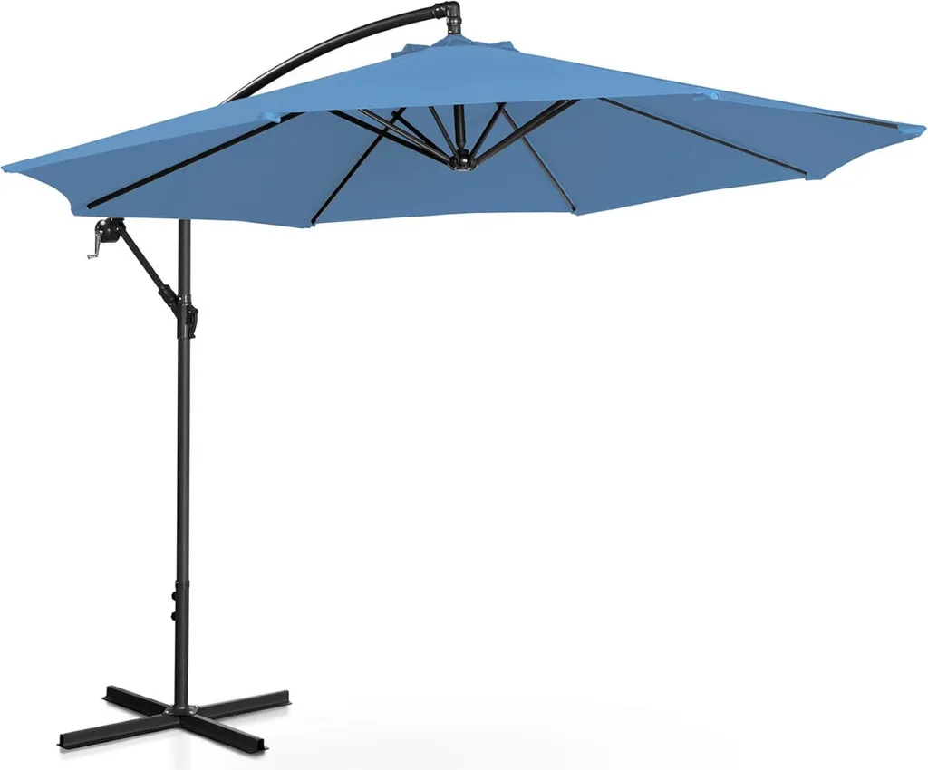 Ombrellone a sbalzo Uniprodo Blu 300cm - Parasole inclinabile da giardino