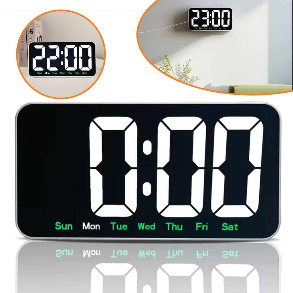 Digitale Wanduhr mit LED-Anzeige, 3-stufig Einstellbare Produktbild 