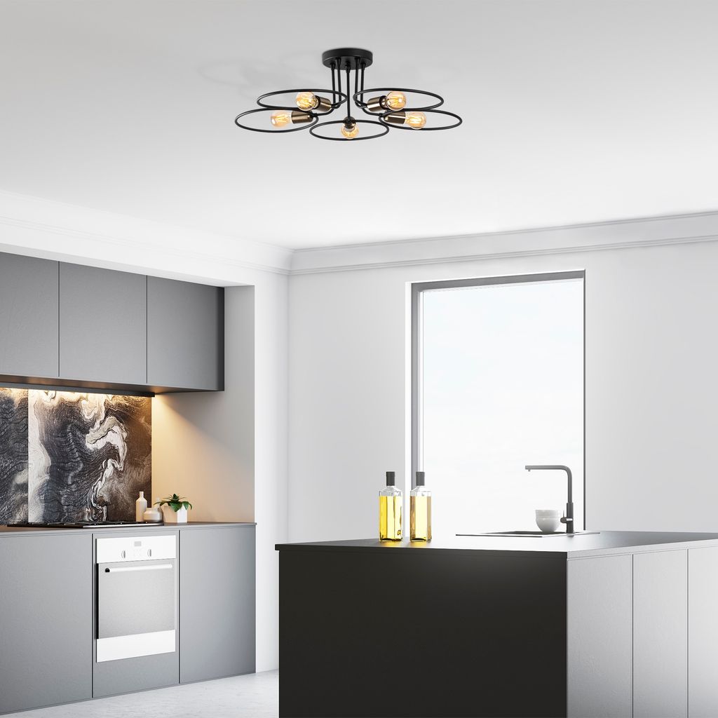 Opviq, Circle - 1346, Kronleuchter, Schwarz, Eisen, 73 x 73 Produktbild 