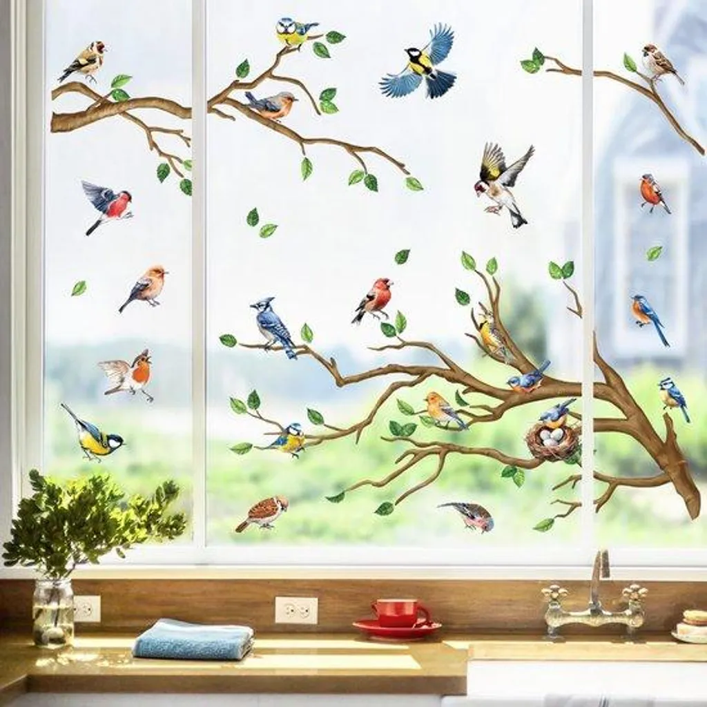 Autocollants Vogel-Tak anti-collision oiseaux décoration fenêtre été XL