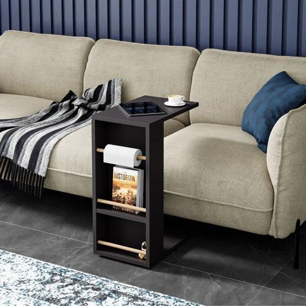 Table d'appoint anthracite 29x44x65 cm, structure métal ergonomique