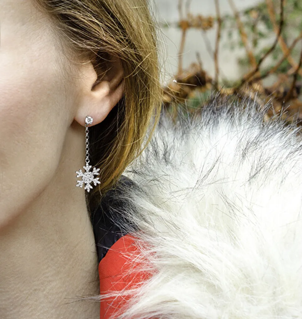 Boucles d'oreilles flocon argent hypoallergénique pour oreilles sensibles