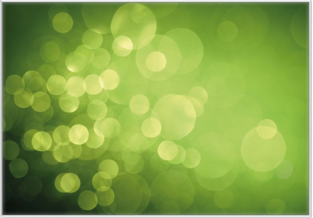 Wallario Wandbild Abstrakte grüne Kreise grüne Lichtpunkte, Größe: 70,30 x 100,30 cm, Poster mit weißem Kunststoffrahmen
