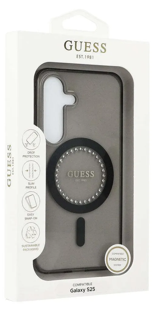 Custodia Samsung S25 Guess MagSafe Nero Strass - Protezione Lusso - 11