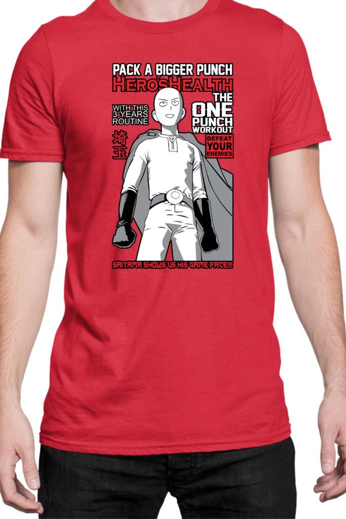 Herren T-Shirt Manga Japan Anime Comics Animation One manga Punch Anime Man 048, Man 2XL / Rot