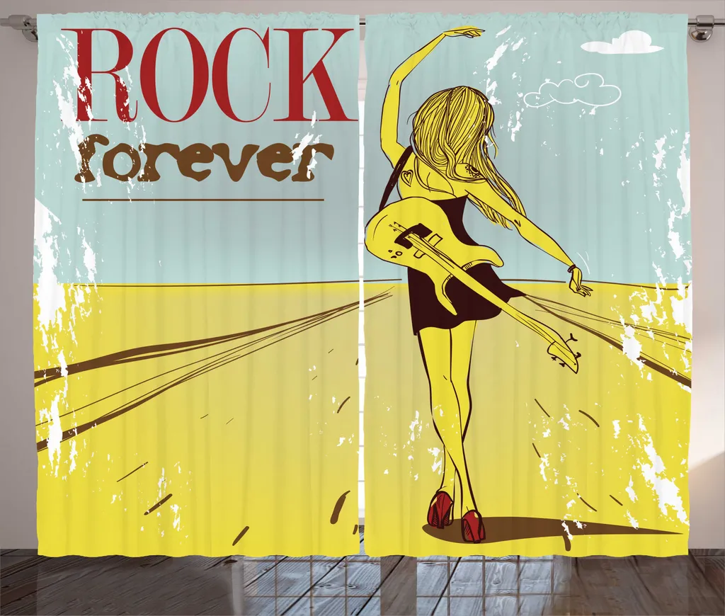 Rideau Décoration Salon Musique Rock Idéal pour Grand Vitrage 280x225