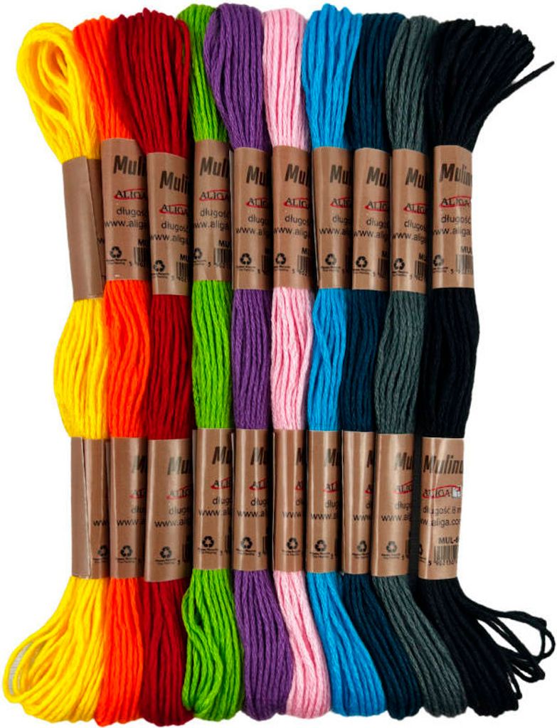 Stickgarn, Garn, Farbmix, 8 m, 10 Stück. Produktbild 