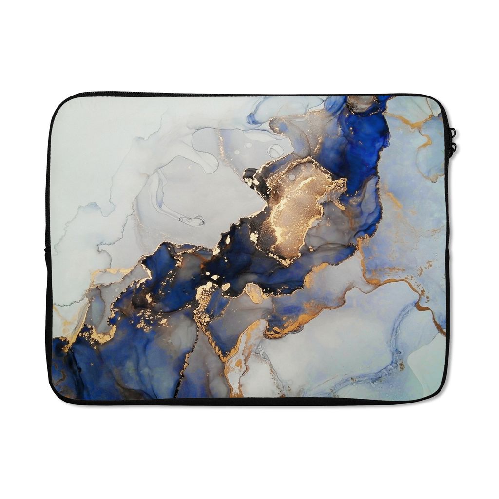 MuchoWow Laptop Hülle 15 Zoll Marmor - Blau - Gold Laptoptasche - Laptoptasche - Sleeve - Rundum-Schutz