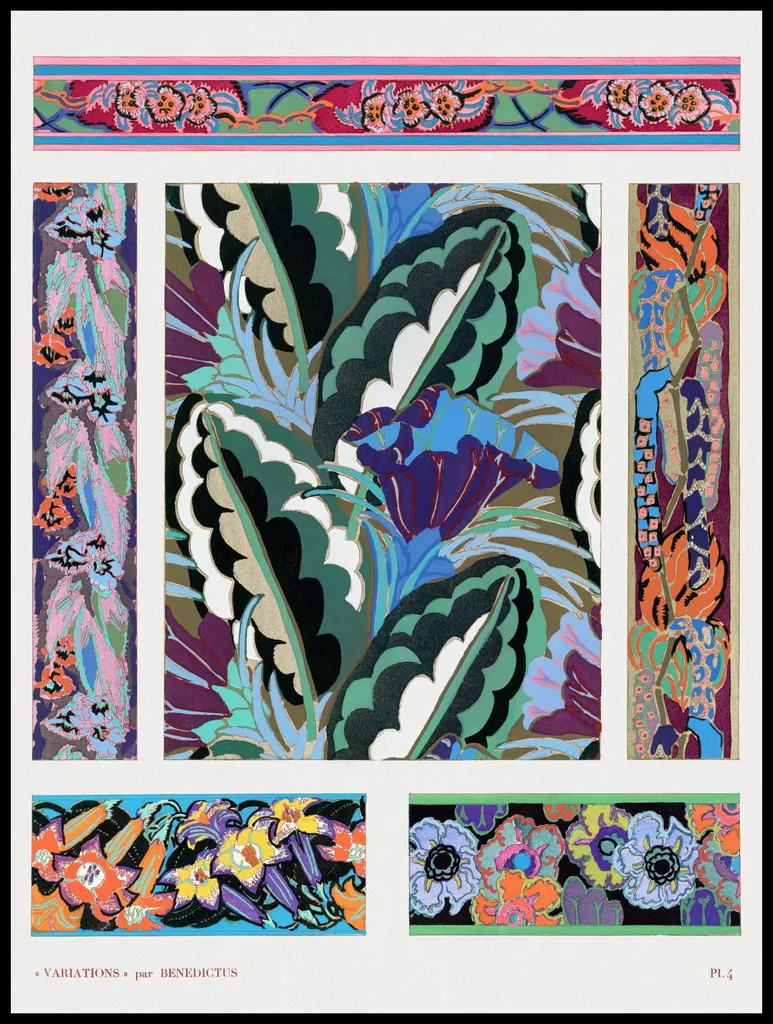 Poster Bénédictus 75x100 Fiori Art Déco: Atmosfera Vintage Salotto