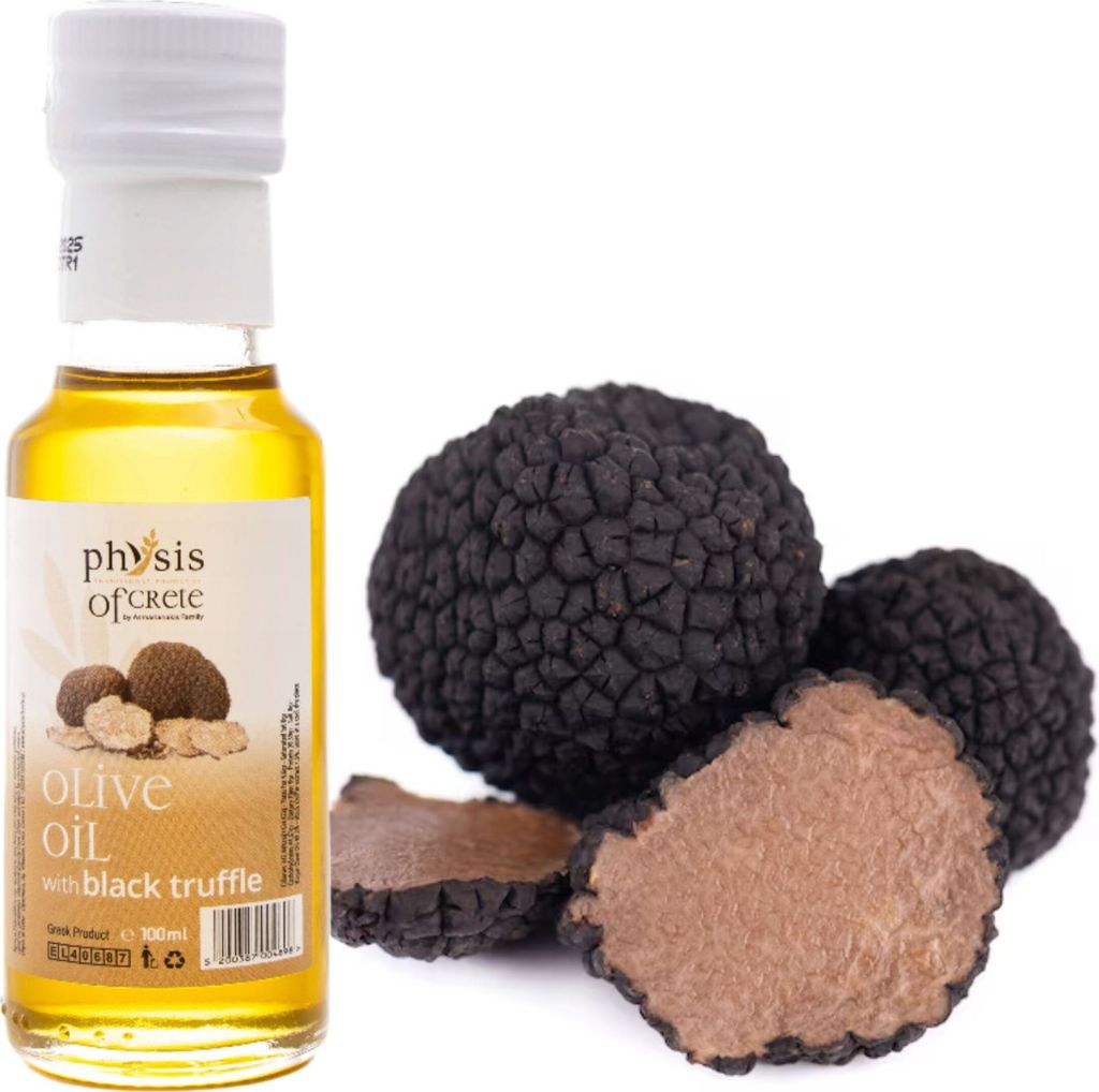 Physis of Crete, Olivenöl, 100ml, extra vergine, aromatisiertes Olivenöl mit schwarzem Trüffel, griechisches Olivenöl