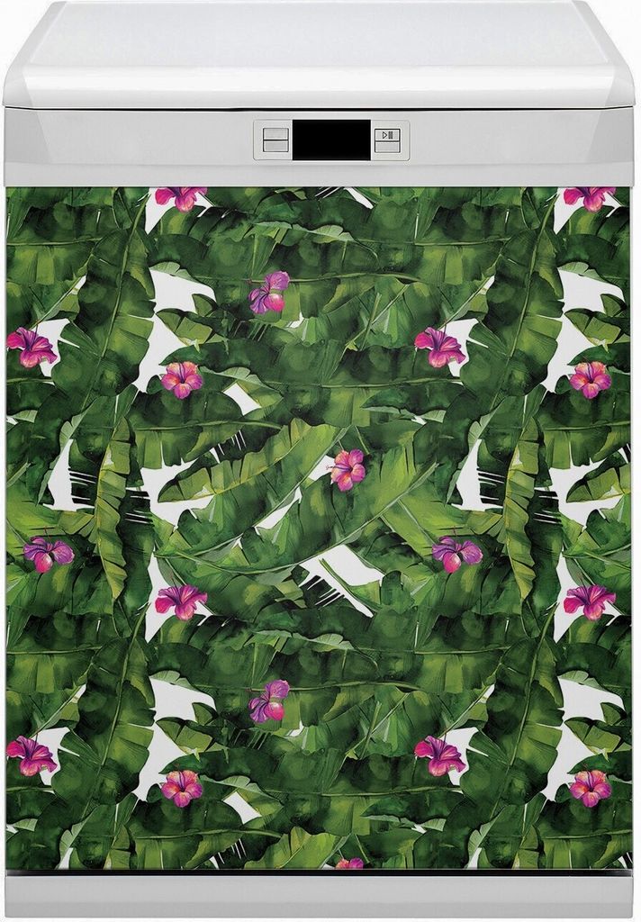 Magnet Folie für Geschirrspüler Küche Magnetmatte 60x80 cm Nachbildung Geschirrspüle - Hibiskus
