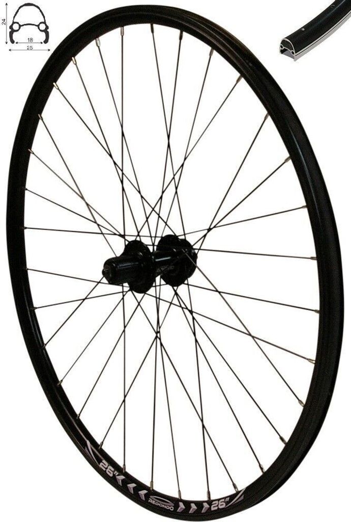 REDONDO 26 Zoll Hinterrad Laufrad Fahrrad V-Profil Felge Produktbild 