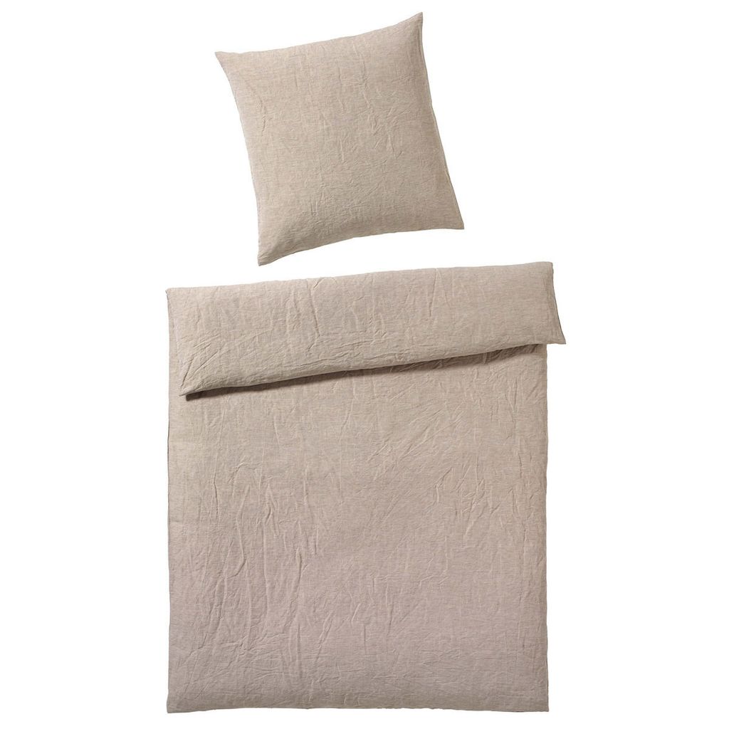 elegante Halbleinen-Bettwäsche-Garnitur Breeze Farbe Sand Größe 240x220+2x80x80cm