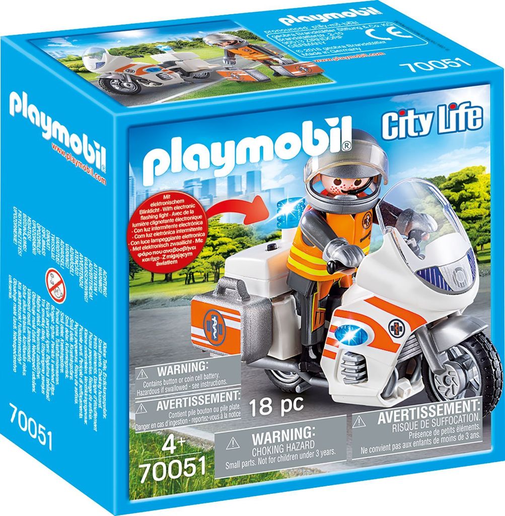 PLAYMOBIL Notarzt-Motorrad mit Blinklicht, 70051