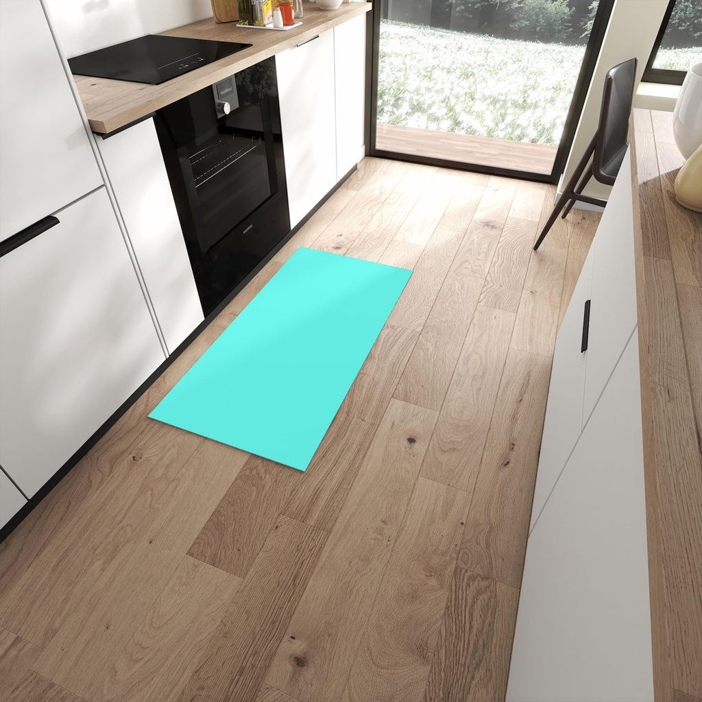 Küchenteppich 60x120cm rutschfest & abwischbar PVC Läufer - Mintblauer Hintergrund