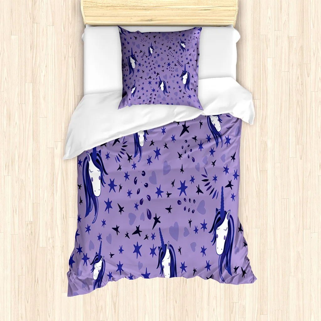Set Copripiumino Unicorno ABAKUHAUS 135x200cm Violet - Letto Singolo